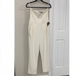 Express elegant cream sleeveless sweetheart beckline jumpsuit